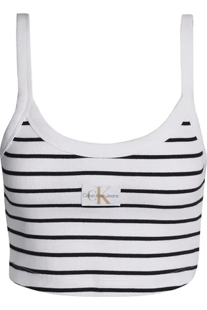 Calvin Klein Woven Label Rib Bralette White