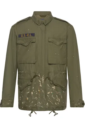 Ralph Lauren Paint-Splatter Twill Field Jacket Khaki