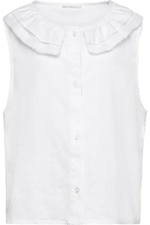 MANGO Button Linen-Blend Blouse White
