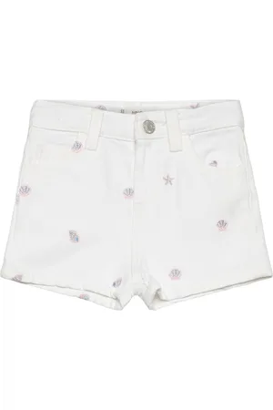 MANGO Printed Denim Shorts White