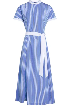 Tommy Hilfiger Stripe Ss Midi Dress Blue