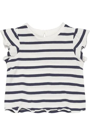 MANGO Ruffled Striped T-Shirt Patterned