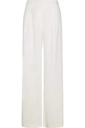 By Malina Mya Double Pleat Wide Linen Pants White