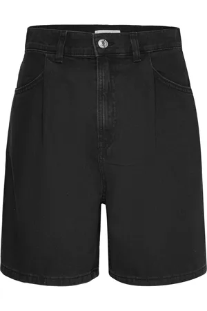 MANGO Denim Shorts With Pleats Grey