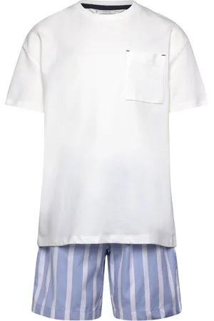 MANGO Striped Cotton Short Pyjamas Blue