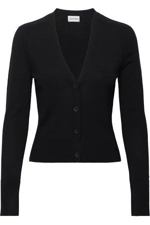 Calvin Klein Merino Wool V-Neck Cardigan Black