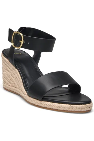 MANGO Wedge Buckle Sandals Black