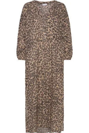 Coster Copenhagen Dress With Placket In Leo Print Brown
