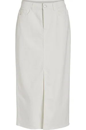VILA Vipia New Midi Denim Skirt Jaf White/Ln White