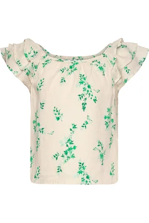 Lindex Blouse Linen Short Sleeve With Green