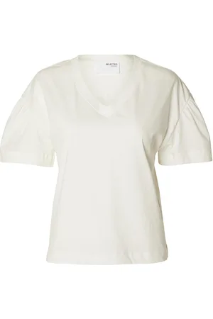 SELECTED Slfcarli Ss V-Neck Tee White