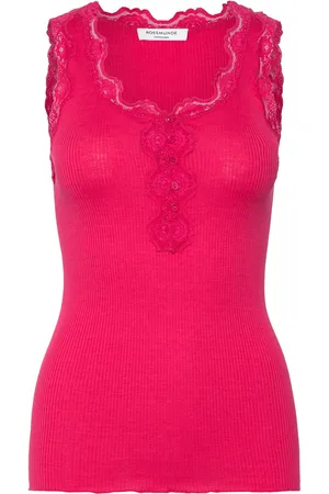 Rosemunde Silk Top W/ Button & Lace Pink