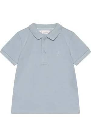 MANGO Textured Cotton Polo Shirt Blue