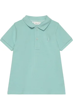 MANGO Textured Cotton Polo Shirt Blue