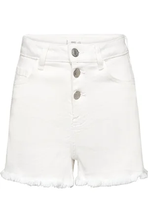 MANGO Denim Shorts With Buttons White