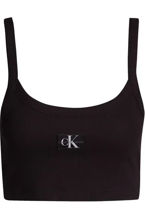 Calvin Klein Woven Label Rib Bralette Black