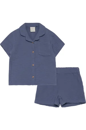 Lindex Set Shirt Shorts Gauze Blue