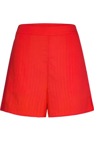 MANGO Stripe-Printed Shorts Red