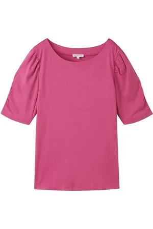 TOM TAILOR T-Shirt Gathered Sleeve Pink