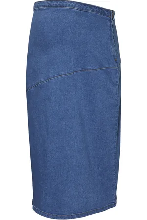 Mama;licious Mlpine Denim Uk Skirt Blue