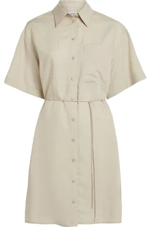 Calvin Klein Linen Blend Relaxed Shirt Dress Beige