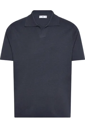 MANGO Fine-Knit Cotton Polo Shirt Navy