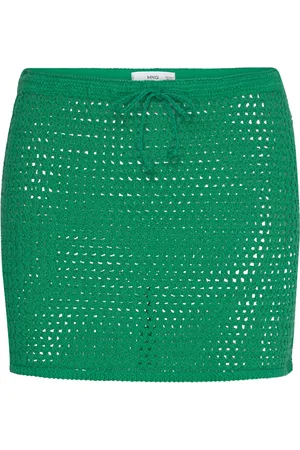 MANGO Crochet Mini Skirt Green