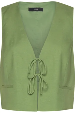 MANGO Gilet With Tie Closure Green