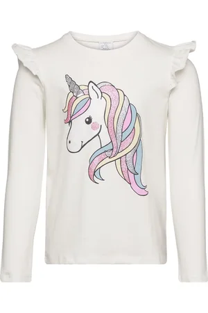 Lindex Top L S Placement Print With F White