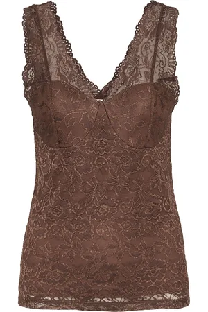 Cream Crglaze Long Top Brown