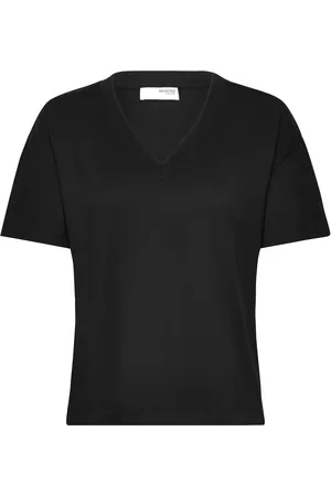SELECTED Slfcarli Ss V-Neck Tee Black