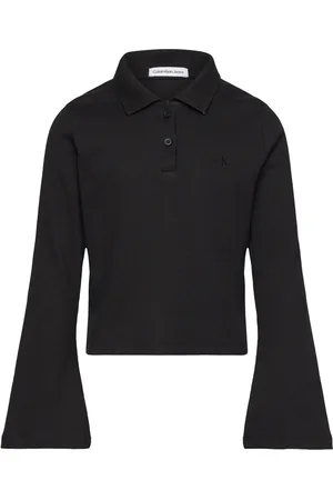 Calvin Klein Rib Slim Ls Polo Top Black