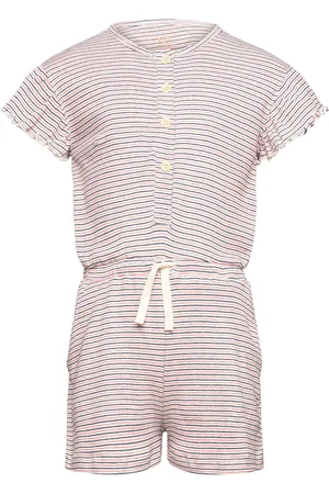 Copenhagen Colors Striped Jumpsuit With Ruffles Pink