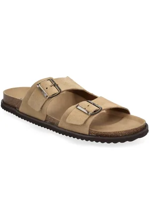 MANGO Split Leather Sandals With Buckle Beige