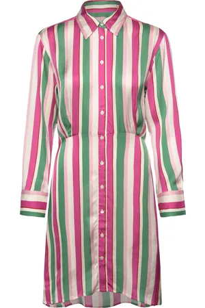 GANT Striped Waist Shirt Dress Pink