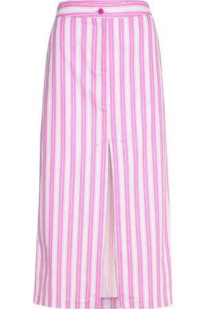 MANGO Slit Striped Skirt Pink