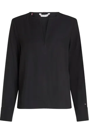 Tommy Hilfiger Viscose Regular V-Neck Ls Blouse Black