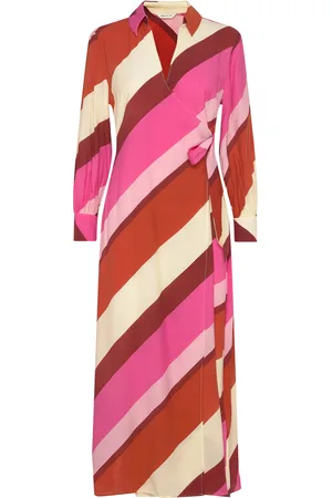GANT Striped Maxi Wrap Dress Red