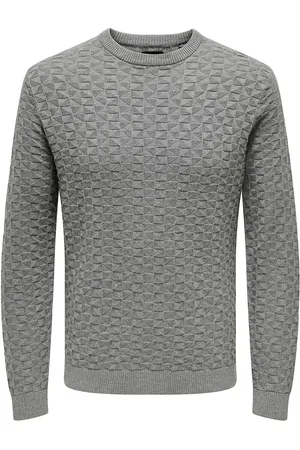 Only & Sons Onskalle Reg 12 Struc Crew Knit Noos Grey