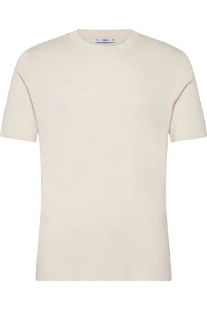 MANGO Knit Cotton T-Shirt Cream