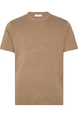 MANGO Knit Cotton T-Shirt Brown