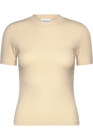 Calvin Klein Modal Rib Slit Detail T-Shirt Ss Cream