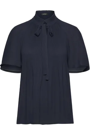 Ralph Lauren Pleated Georgette Blouse Navy