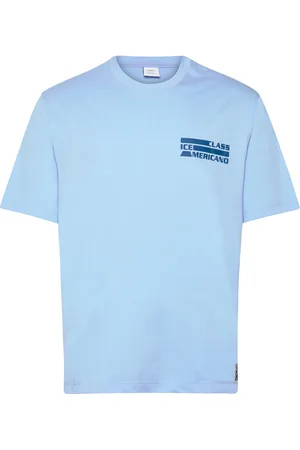 MANGO 100% Cotton Printed T-Shirt Blue