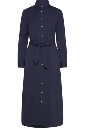 Ralph Lauren Belted Cotton Midi Shirtdress Navy