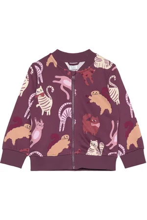 Lindex Jacket Tricot With Zip Aop Purple