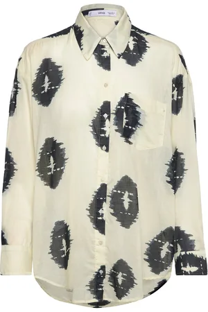MANGO Semi-Transparent Printed Shirt Cream