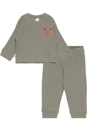 Lindex Set Top Trousers Waffle Khaki