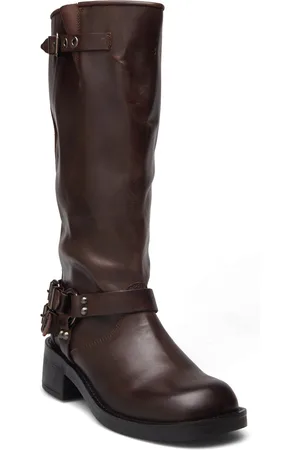 Bianco Biaharper Biker Boot Pull Up Leather Brown
