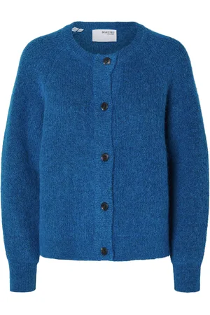 SELECTED Slflulu Ls Knit Short Cardigan Noos Blue